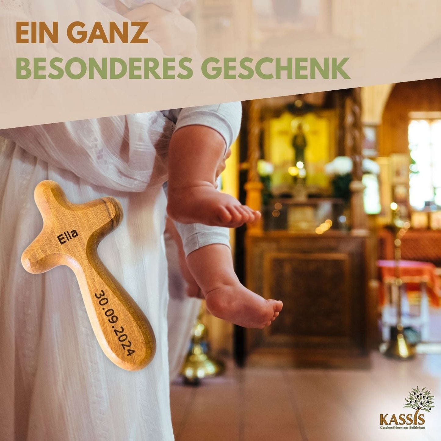 Zweite Wahl: Kreuz-Handschmeichler aus Olivenholz â mit kleinen Makeln